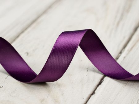 16mm Double Faced Satin Ribbon - Grape Cheap