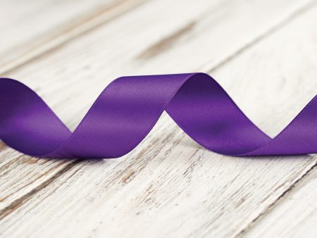 25mm Double Faced Satin Ribbon 100% Polyester - Purple on Sale