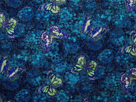 ULTIMATE - Cotton print - Butterfly - Blue For Discount