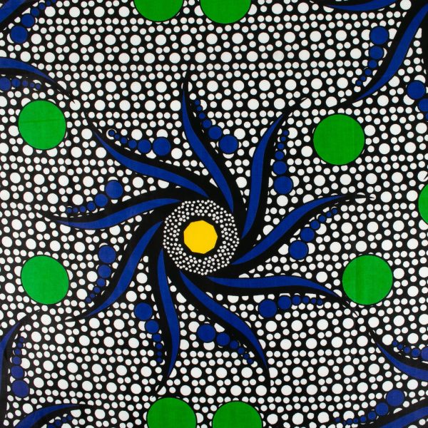 African Print - Cercles   Flowers - Blue Online Hot Sale