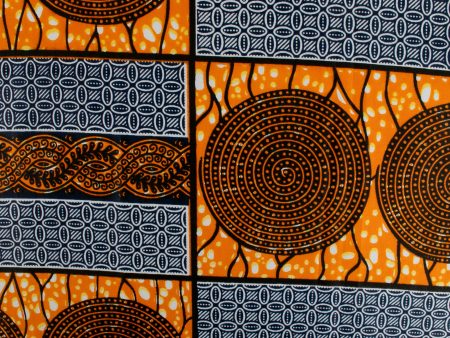 African Print - Cercles   Rectangles - Tangerine Cheap