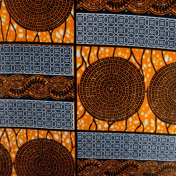 African Print - Cercles   Rectangles - Tangerine Cheap