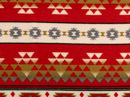 Printed Flannelette - CHARLIE - Navajo stripe - Red Discount