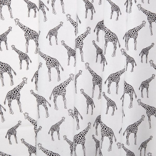 Black & white printed cotton - INKY - Giraffe - White For Sale