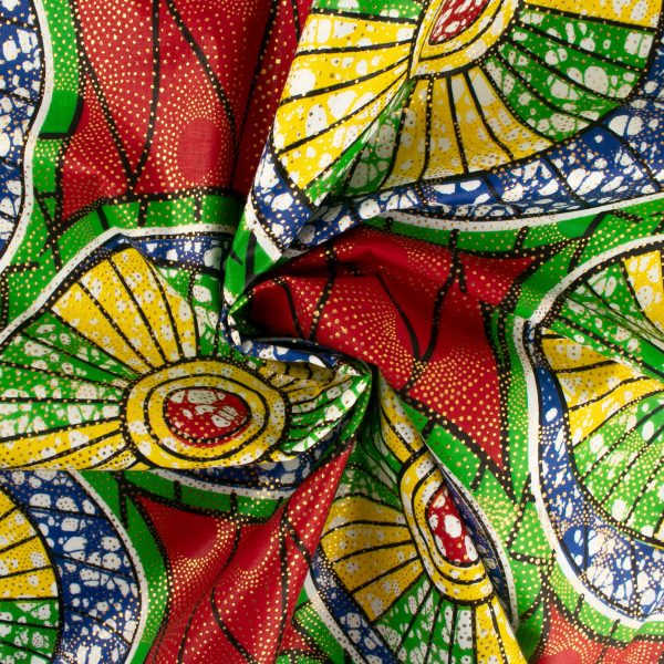 African Metallic Print - Cercles - Green   Red Sale