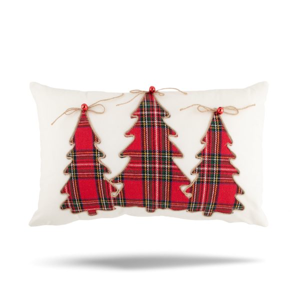 Decorative cushion cover - Triple Tree - White - 12 x 20   Online Sale