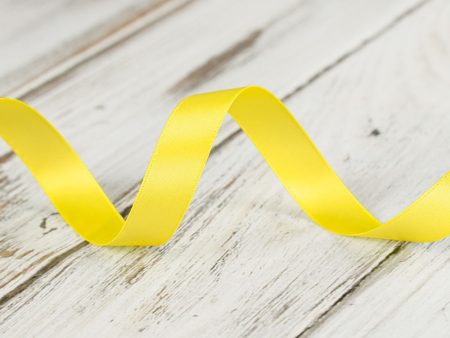 16mm Double Faced Satin Ribbon - Lemon For Sale