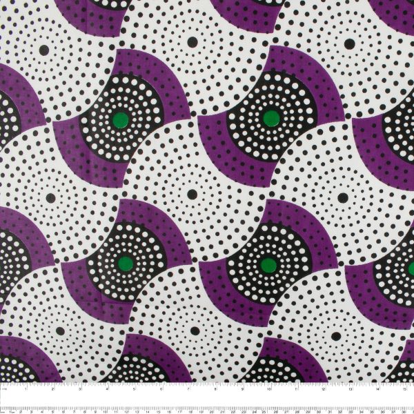 African Print - Waves - Purple   Green Hot on Sale