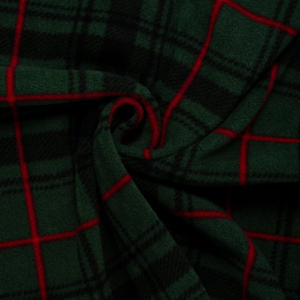 Anti Pill Fleece Print - SLIPPY - Plaids - Army green Online