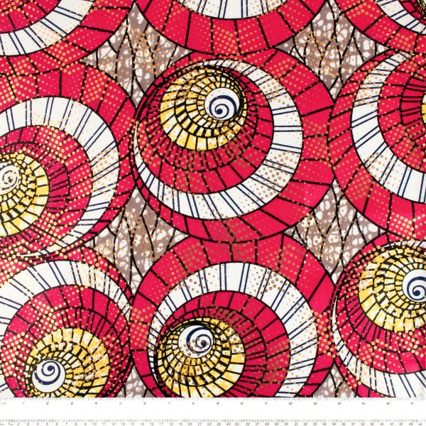 African Metallic Print - Cercles - Red on Sale