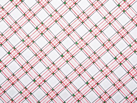 Printed Cotton - HOLIDAY GREETINGS - Diagonal plaids - White on Sale