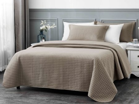 3 pcs Quilted Coverlet set - MILANO - Taupe Online Hot Sale