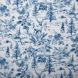 Winter Toile Print - Firs   Poinsettia - Blue Supply