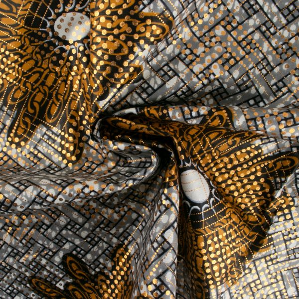 African Metallic Print - Trellis - Grey   Yellow Supply