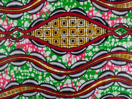 African Print - Abstract - Green   Pink Discount