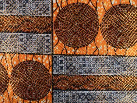 African Metallic Print - Cercles   Rectangles - Tangerine Fashion