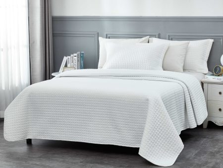 3 pcs Quilted Coverlet set - MILANO - White For Cheap