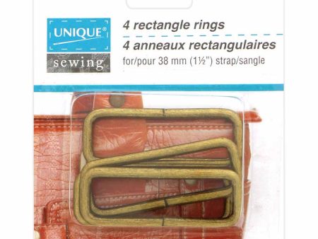 UNIQUE SEWING Rectangle Rings - 38mm (1½ ) - Antique Gold - 4 pcs. For Cheap