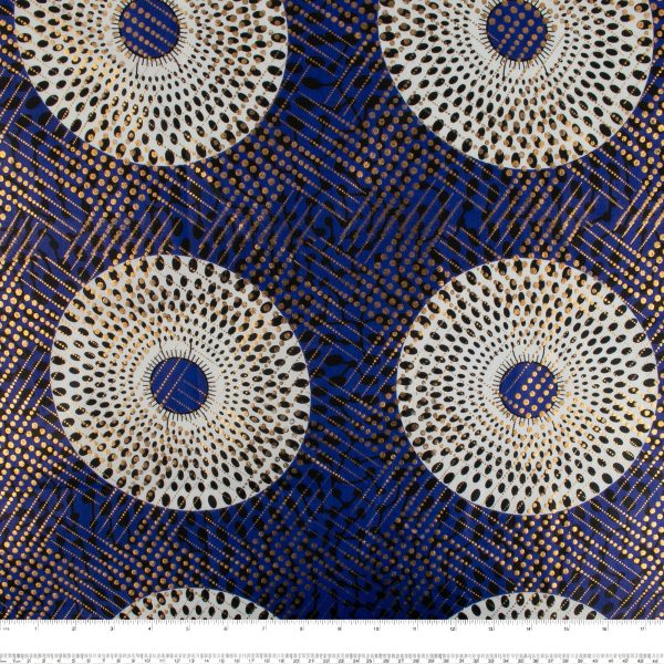 African Metallic Print - Cercles - Blue For Cheap