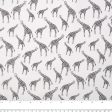 Black & white printed cotton - INKY - Giraffe - White For Sale