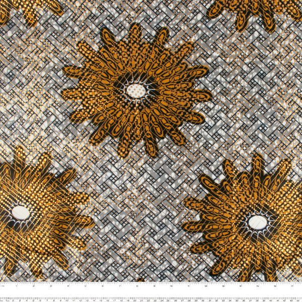 African Metallic Print - Trellis - Grey   Yellow Supply