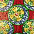 African Metallic Print - Cercles - Green   Red Sale