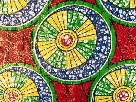 African Metallic Print - Cercles - Green   Red Sale