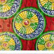 African Metallic Print - Cercles - Green   Red Sale