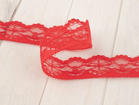 24mm Frilled Lace - Red Online