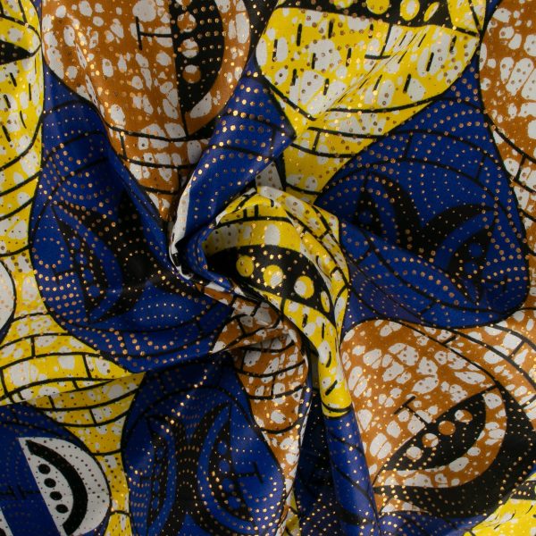 African Metallic Print - Oblong - Blue   Yelow Online