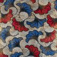 African Metallic Print - Leafs - Red   Blue Fashion