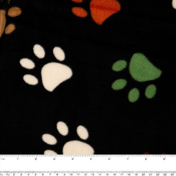 Anti Pill Fleece Print - FRESH - Colourful paws - Black   Neutral Online