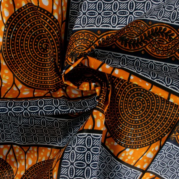 African Print - Cercles   Rectangles - Tangerine Cheap