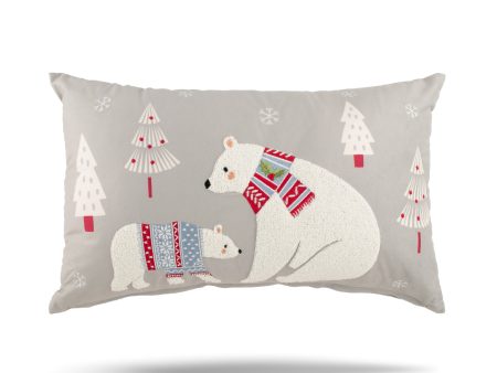 Decorative cushion cover - Polar Bear - Grey - 12 x 20   Online Hot Sale