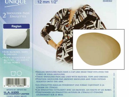 UNIQUE SEWING Covered Raglan Shoulder Pads Beige - 12mm (½ ) - 2pcs on Sale