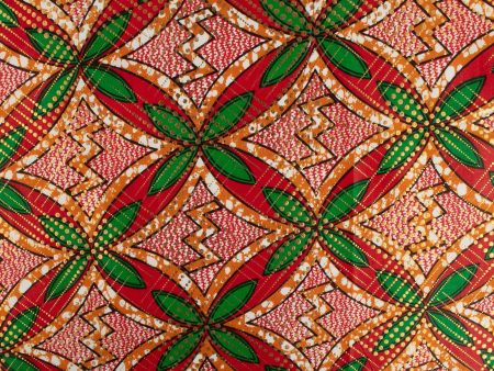 African Metallic Print - Florals - Chili red Sale