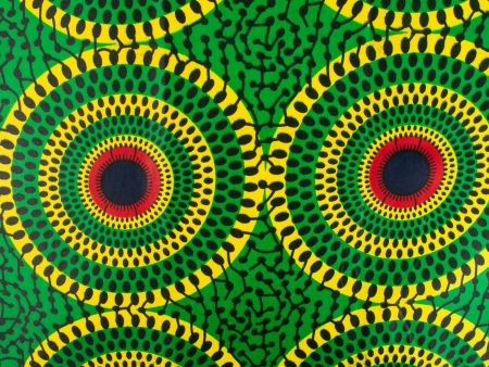 African Print - Cercles - Kelly green For Sale