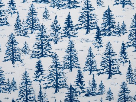 Winter Toile Print - Firs - Blue Cheap