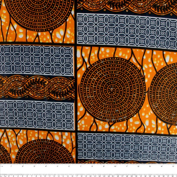 African Print - Cercles   Rectangles - Tangerine Cheap