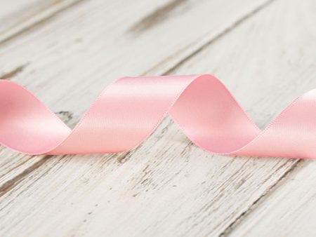 25mm Double Faced Satin Ribbon 100% Polyester - Light Pink Hot on Sale