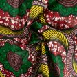 African Print - Waves   Flowers - Cranberry Cheap