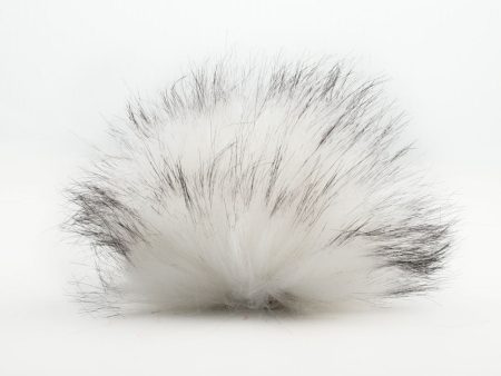 Faux Fur PomPom 10cm - White W  Black Tips Cheap