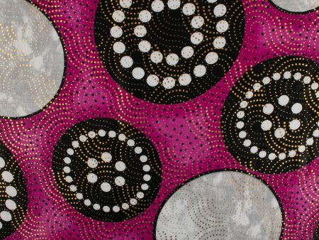 African Metallic Print - Cercles - Pink Hot on Sale