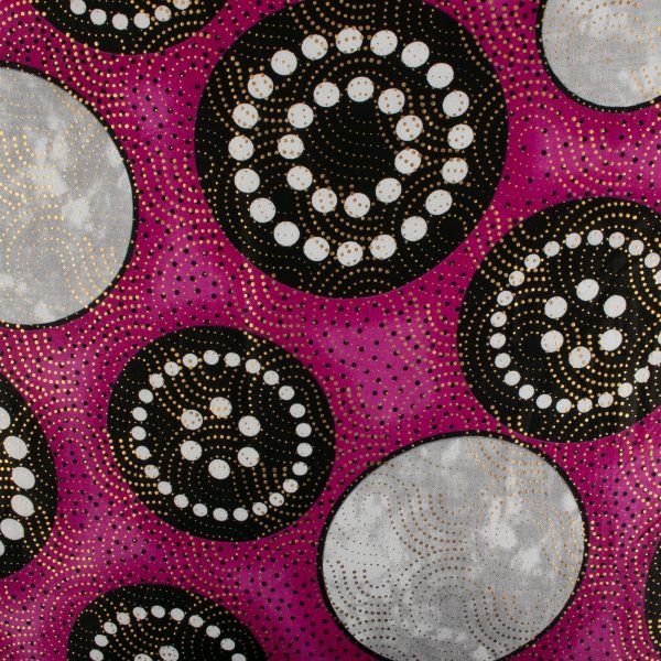 African Metallic Print - Cercles - Pink Hot on Sale