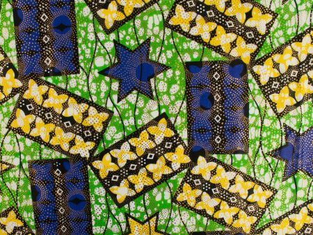 African Metallic Print - Rectangle - Green   Blue Discount