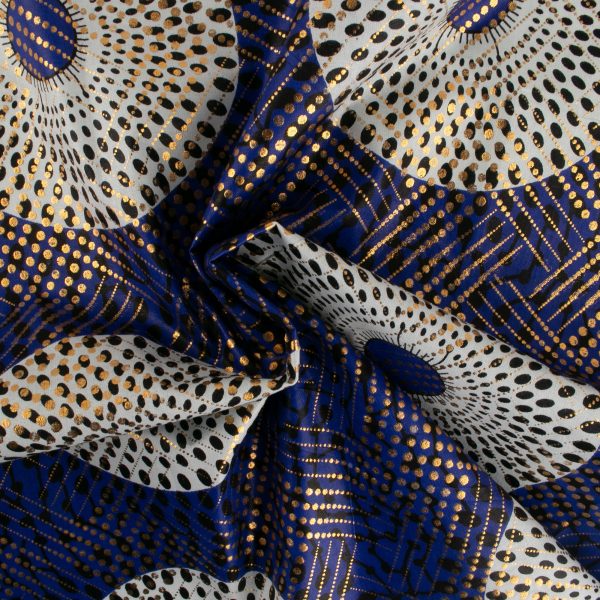 African Metallic Print - Cercles - Blue For Cheap