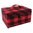 VIVACE Medium Sewing Basket - Red and Black Plaid Supply