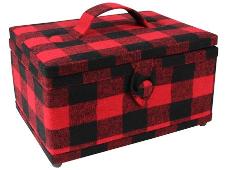 VIVACE Medium Sewing Basket - Red and Black Plaid Supply