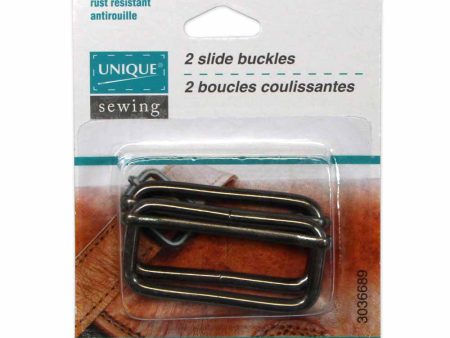 UNIQUE SEWING Slide Buckle - Metal - 38mm (1½ ) - Gunmetal - 2 pcs Supply