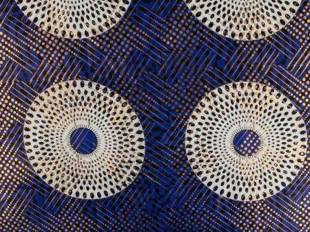 African Metallic Print - Cercles - Blue For Cheap